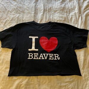 Black 'I Love Beaver' T-Shirt